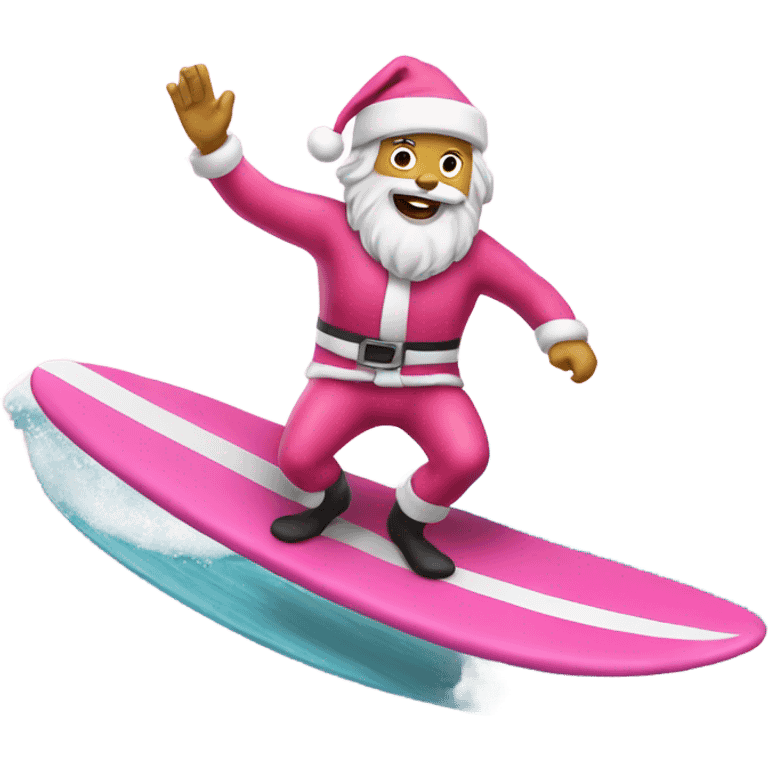 Santa in a pink suit surfing  emoji