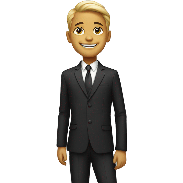 smiling boy in formal attire in the City  emoji