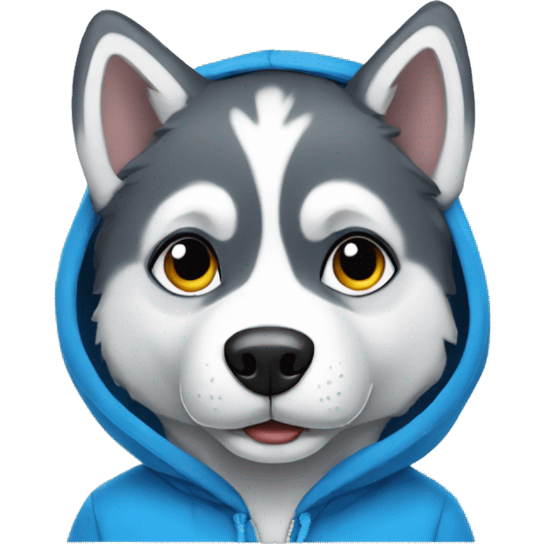 husky in a blue hoodie emoji