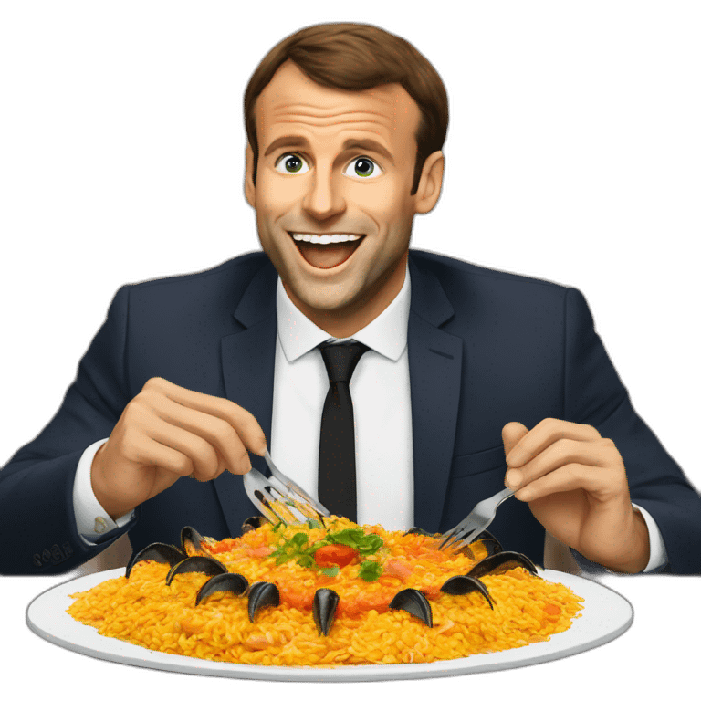 Macron eating paella emoji