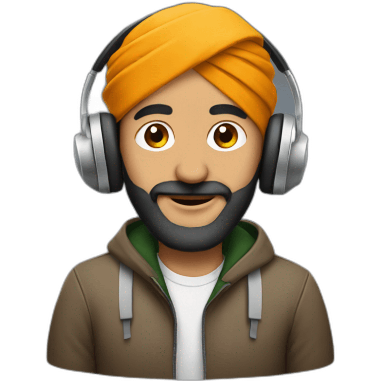 Sardar guy wearing headphones emoji