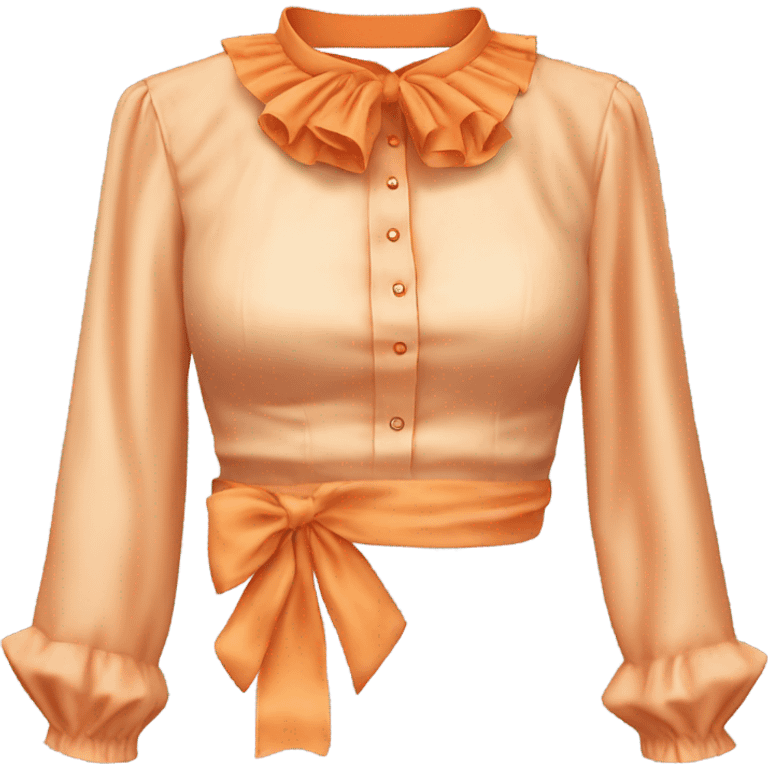 Realistic orange cut out crop top blouse. Ruffles. Isolated. Fancy sash emoji