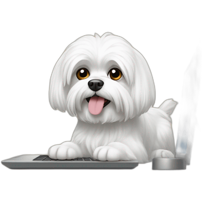 maltese dog at COMPUTER emoji