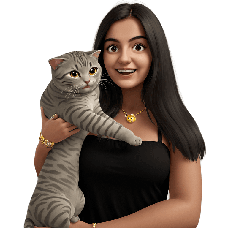 happy girl with cat jewelry emoji