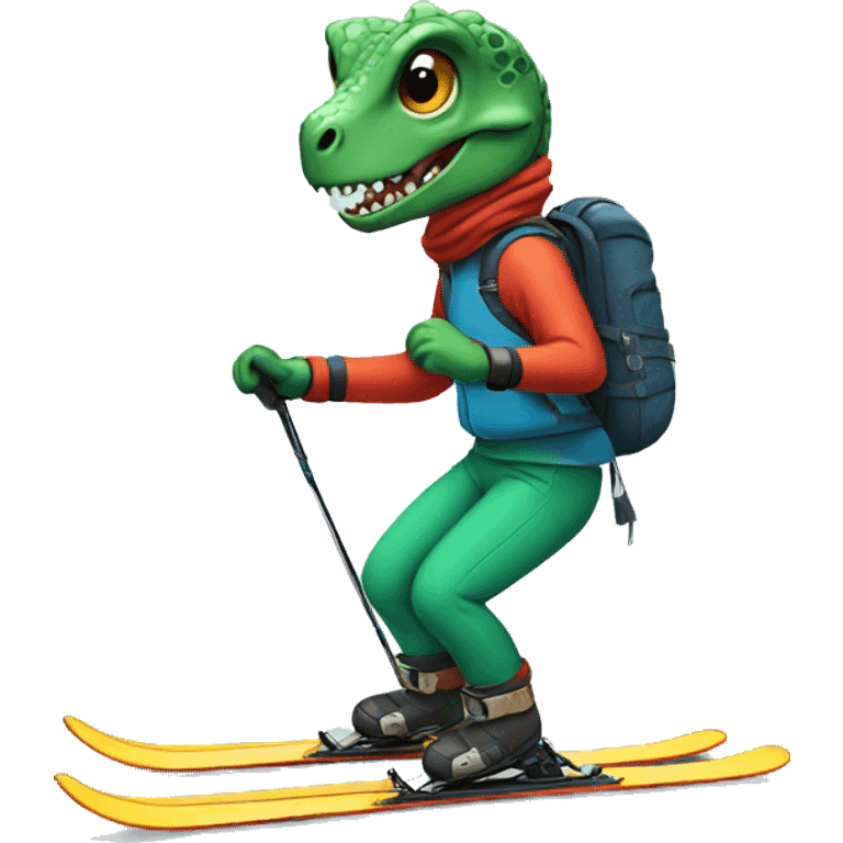 Dino skiing emoji