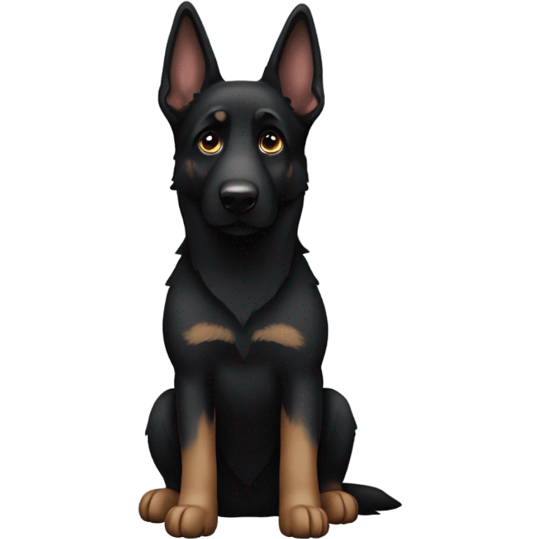 Black German shepherd with ears down emoji