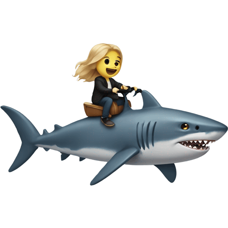 Cat riding a shark emoji