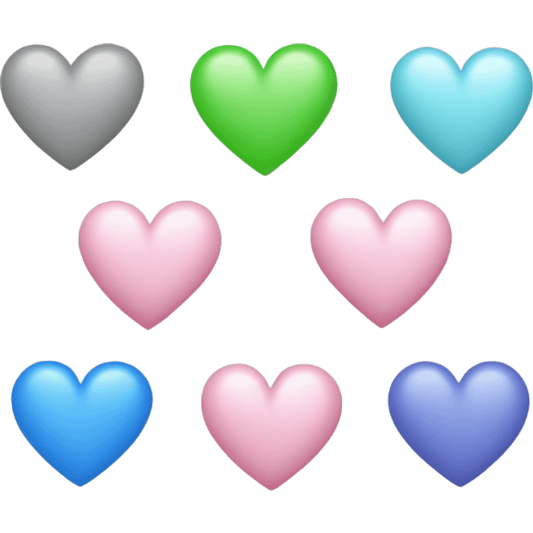 two hearts one pink and blue other green and gray emoji