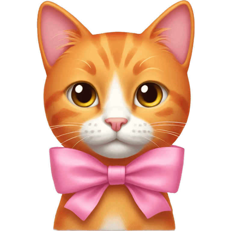 Orange cat with a pink bow emoji