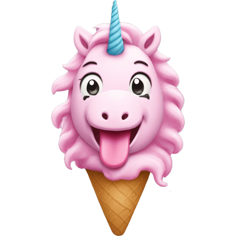 Pink unicorn eating ice cream emoji