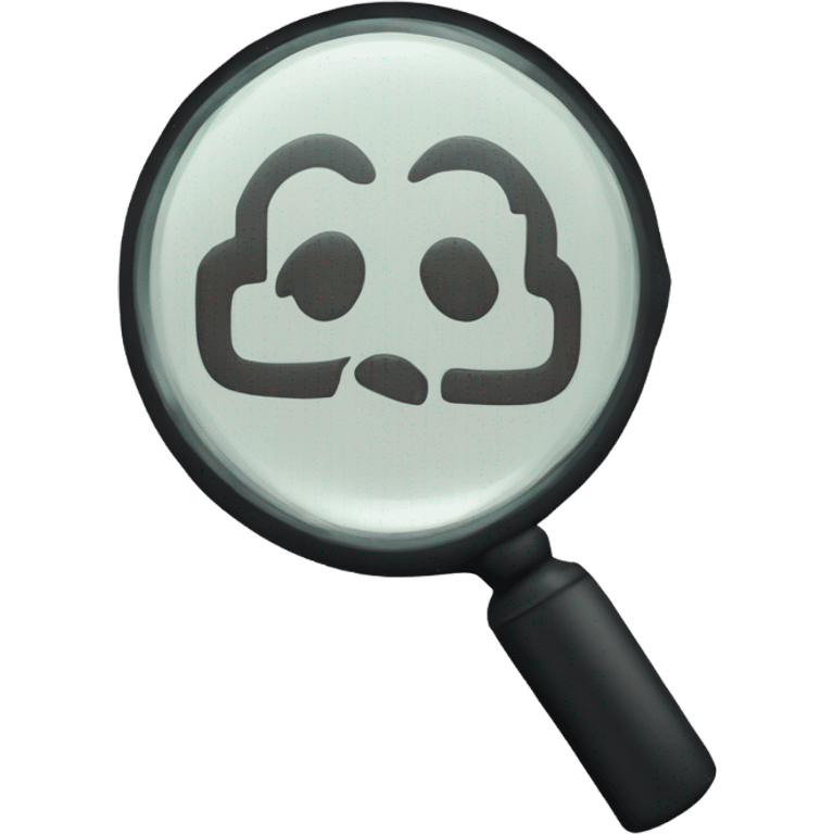 a magnifying glass. Inside the circular lens a pixelated letter 'A' emoji