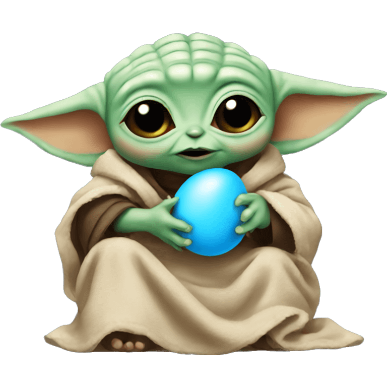 Baby yoda eating blue eggs emoji