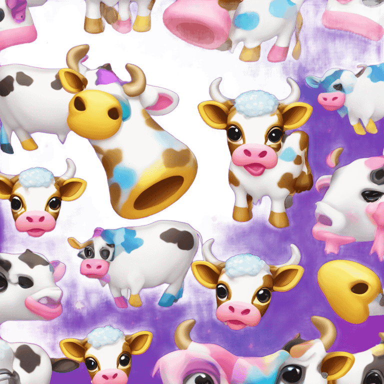 Lisa frank baby cow with Christmas holy emoji