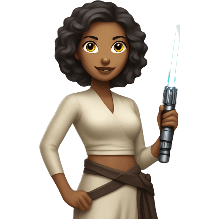 Beautiful Tan skin woman holding lightsaber  emoji