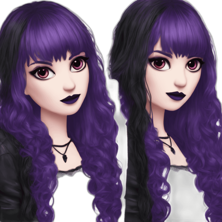 Elissabat -with bangs -long-hair-dark-plumpurple-and-black-vampire-goth-makeup-pinkeyes-romanticgothcloses emoji