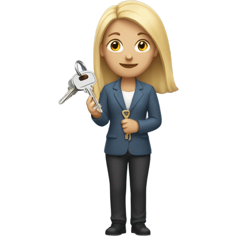 White woman holding keys emoji