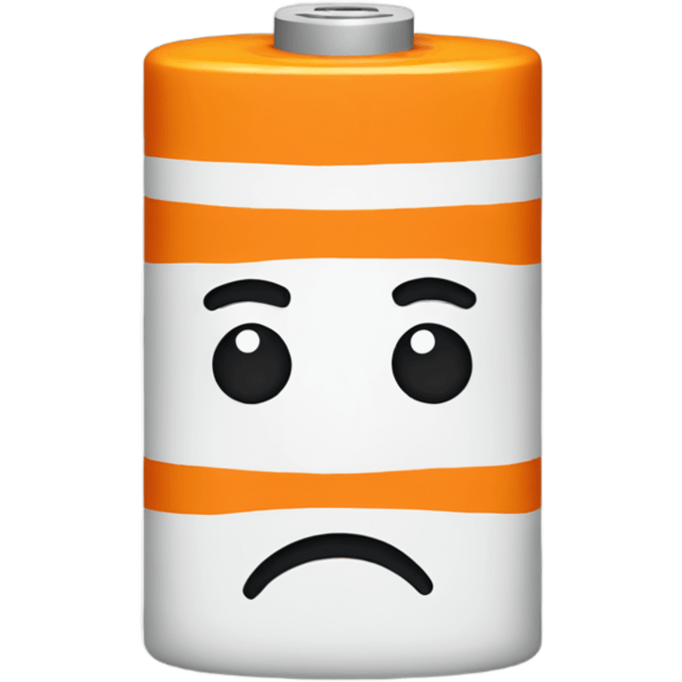 Orange battery frowning emoji