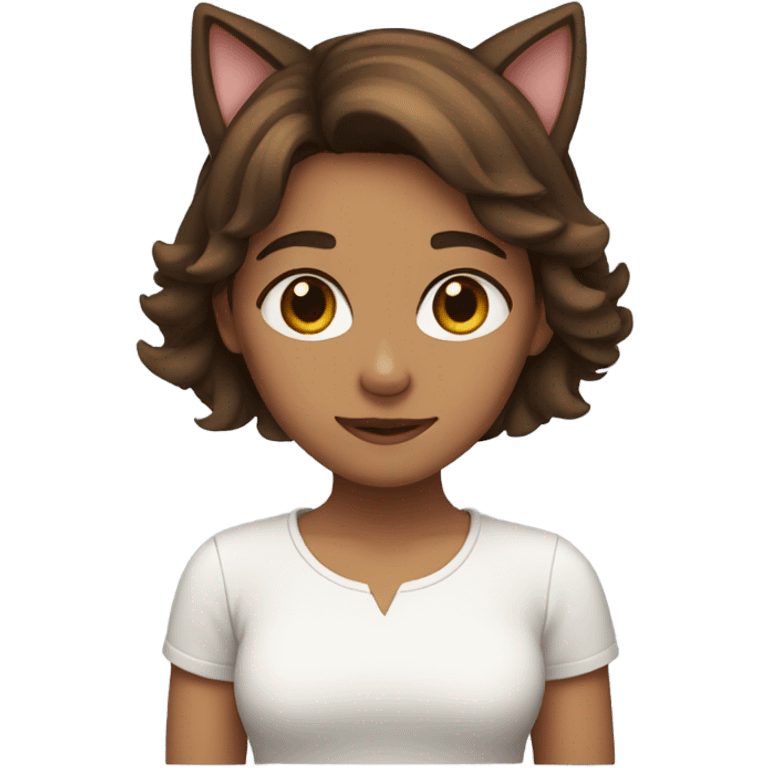 girl brown hair with cat ears emoji