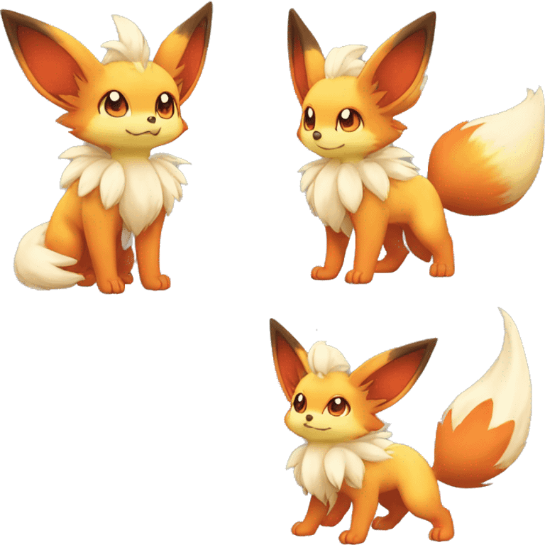  Fennekin-Flareon—Vulpix-Fakemon Full body emoji