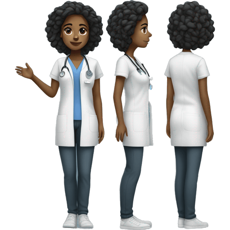 Black girl  Xray tech full body with scrubs turned left emoji