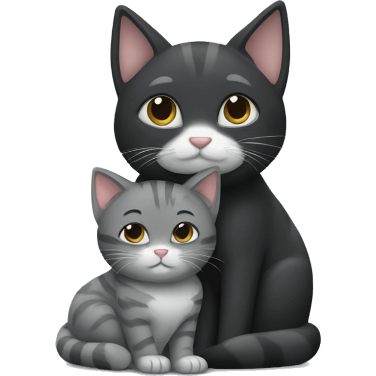 Black and grey cat cuddling emoji