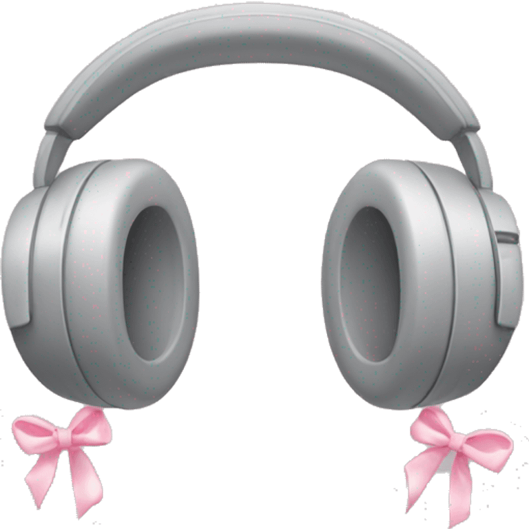 Gray headphones with small light pink bows on the side  emoji