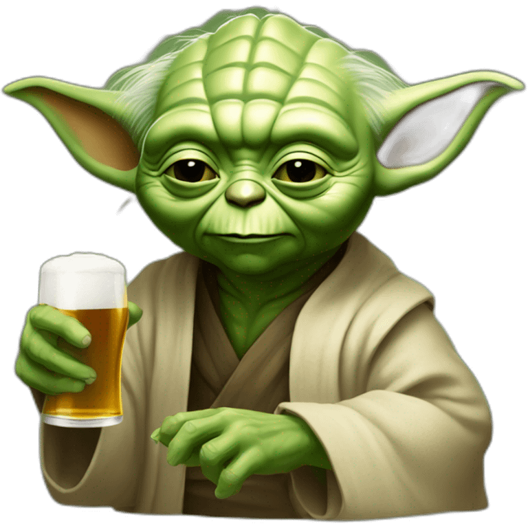 Maître yoda qui boit une bière emoji