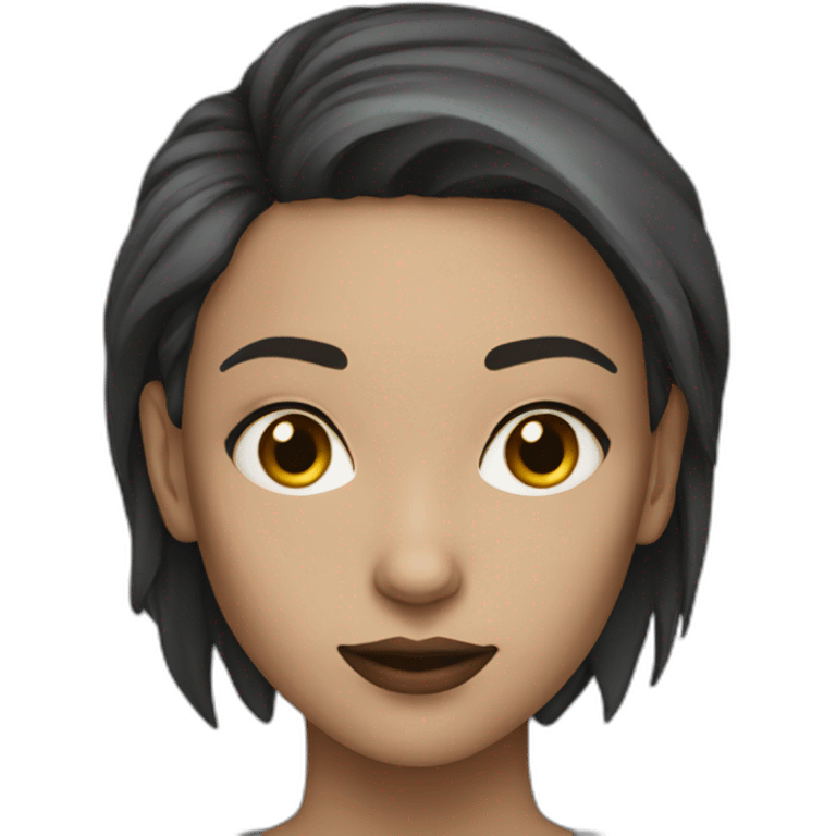 cyborg woman dark brown hair emoji