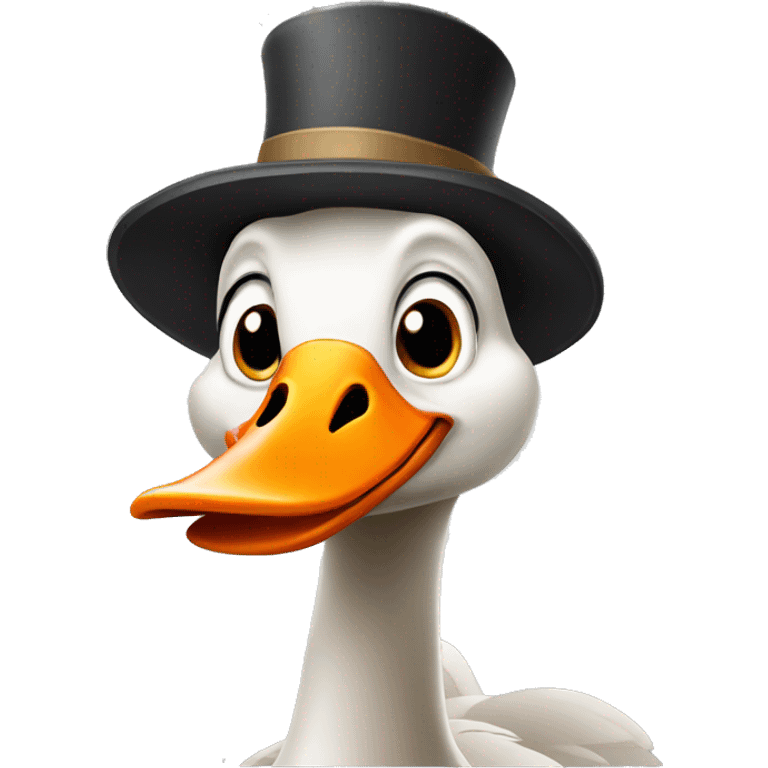 Goose with big hat emoji