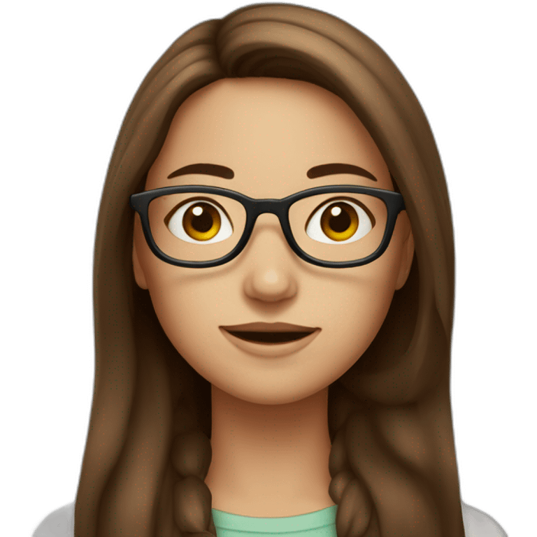 girl with glasses and long straigh brown hair and freckels emoji