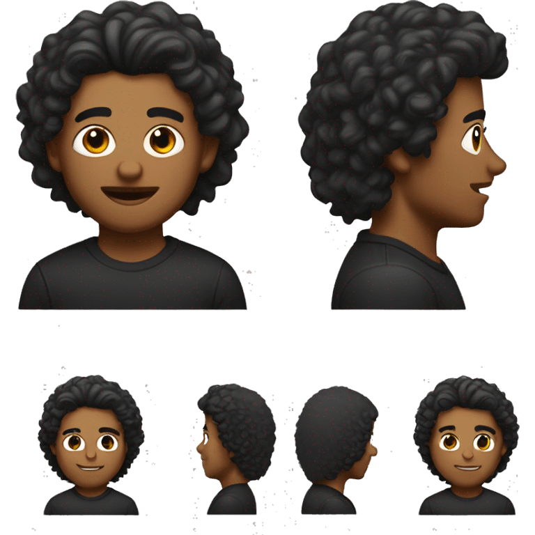 Create an emoji of a guy with a mullet hairstyle. The hair is black, with the top and front slightly shorter and the back longer, styled in soft curls—not too curly. He’s wearing a simple black hoodie, with a neutral expression on his face emoji