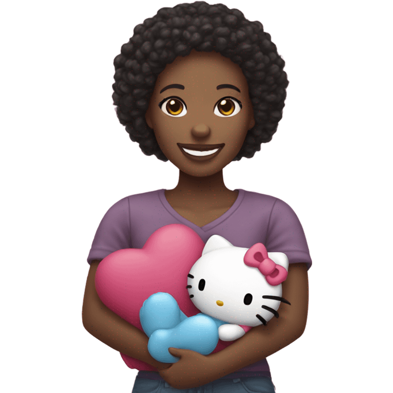 Black lady with hello kitty emoji