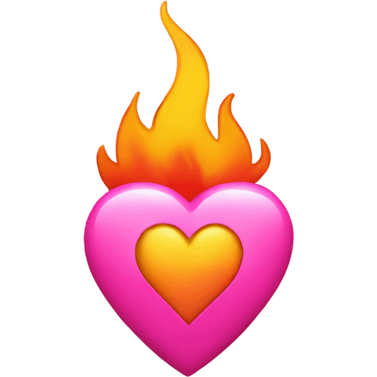 pink color heart and fire decorations emoji