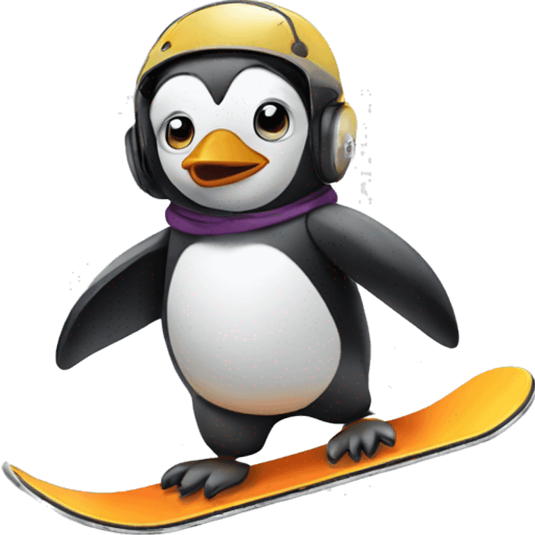 Penguin on snowboard emoji