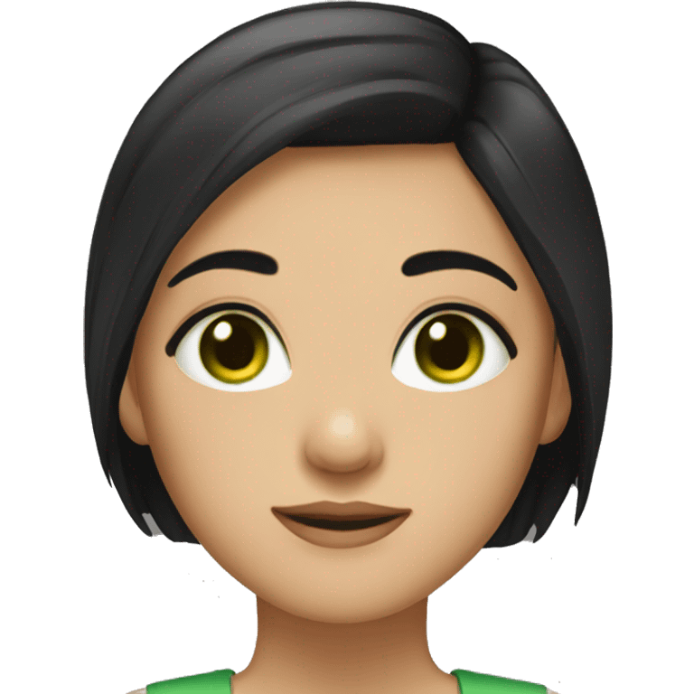 girl with short black hair and green eyes emoji