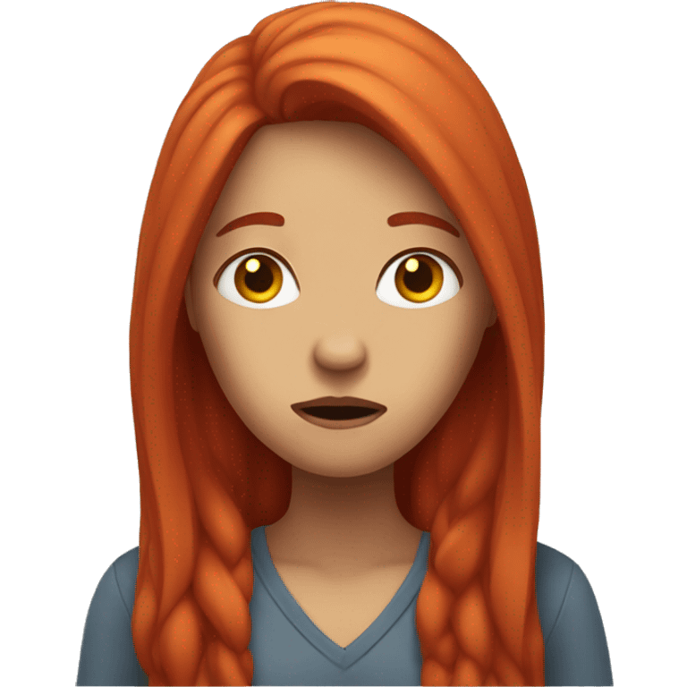 woman with long red hair looking frustrated emoji