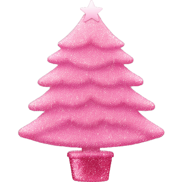 Cute pink glitter Christmas tree emoji