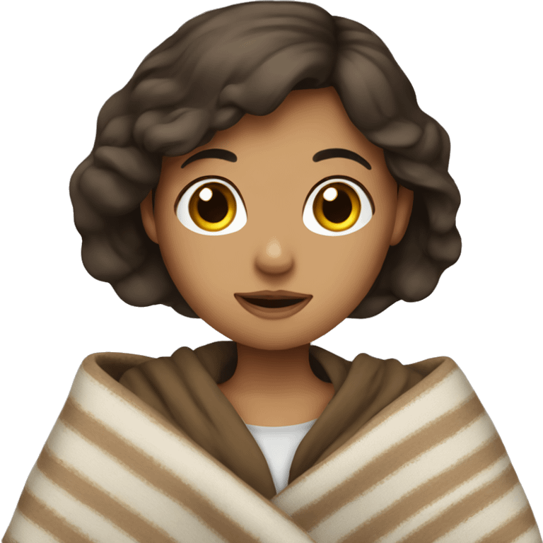 Brunette girl in blanket  emoji