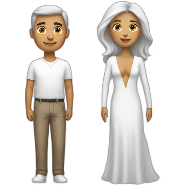 Una mujer morena y un hombre blanco  emoji