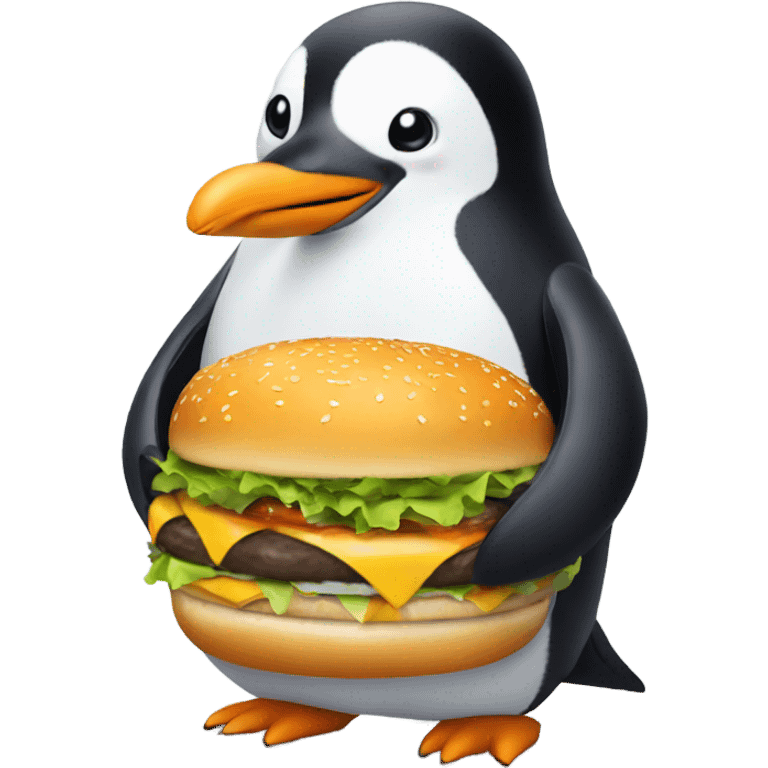 Penguin eating hamburger  emoji