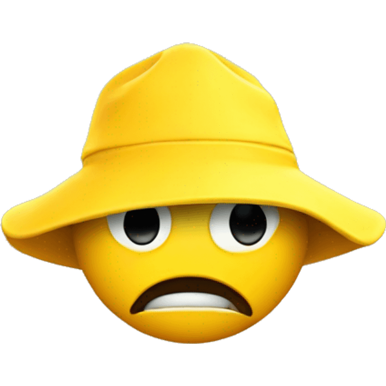 angry emoji yellow 3d head very angry wearing a fishing hat emoji