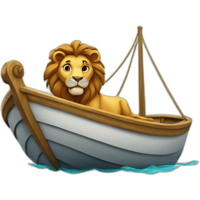 Lion sur un bateau emoji