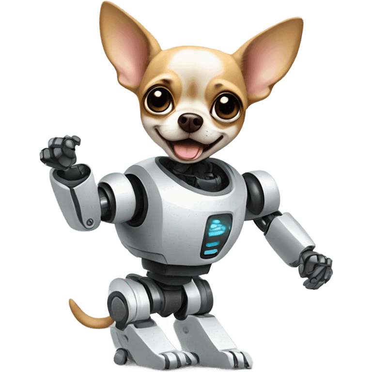 Chihuahua dancing the robot emoji