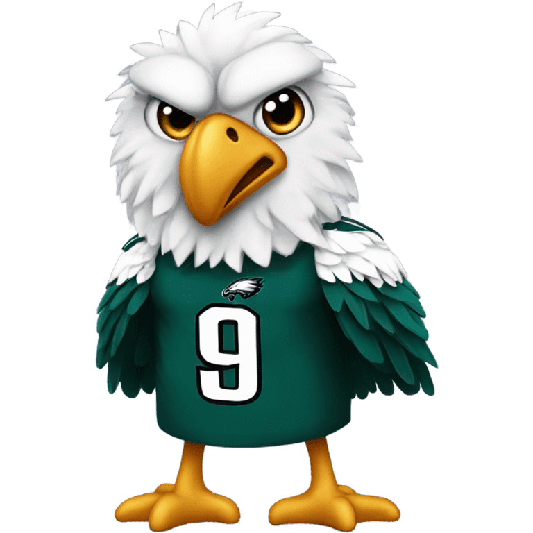 Dirty bird wearing a Philadelphia Eagles jersey looking sad emoji