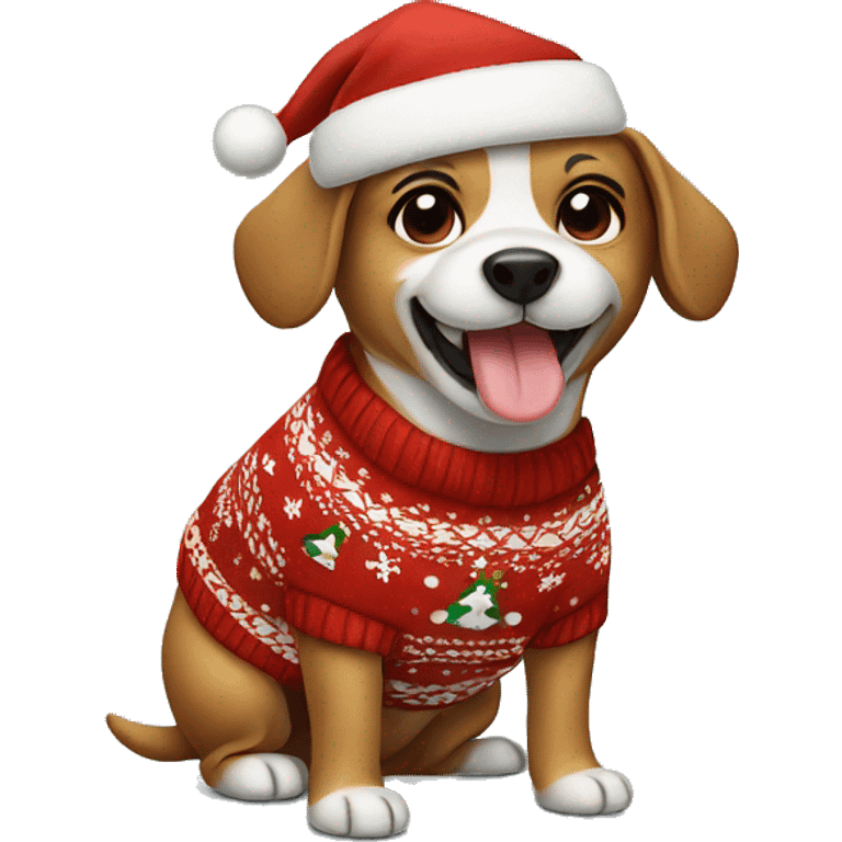 Dog Wearing A Christmas Sweater  emoji