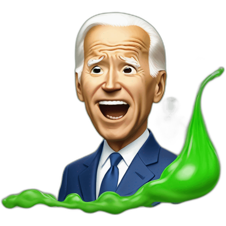 Joe Biden farting relief with green stench realistic emoji