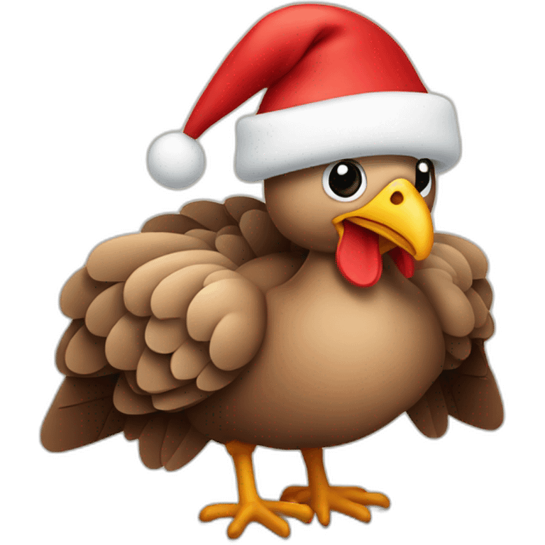 Turkey wearing a Santa hat emoji