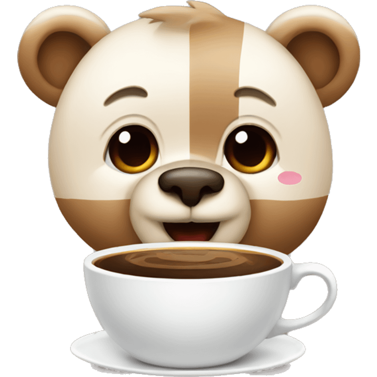 cute bear eith coffee emoji