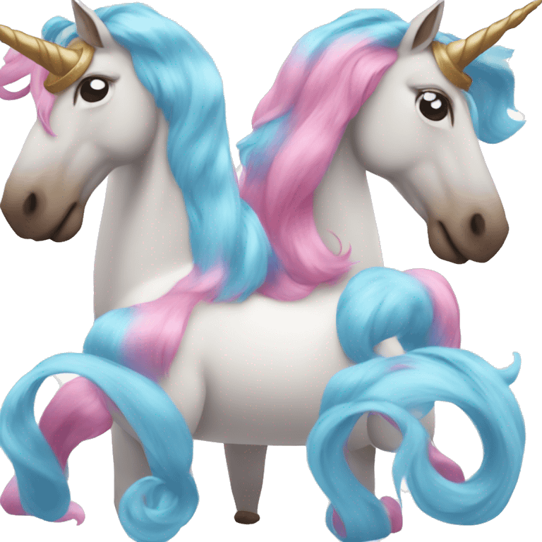 a unicorn with pink and blue hair emoji