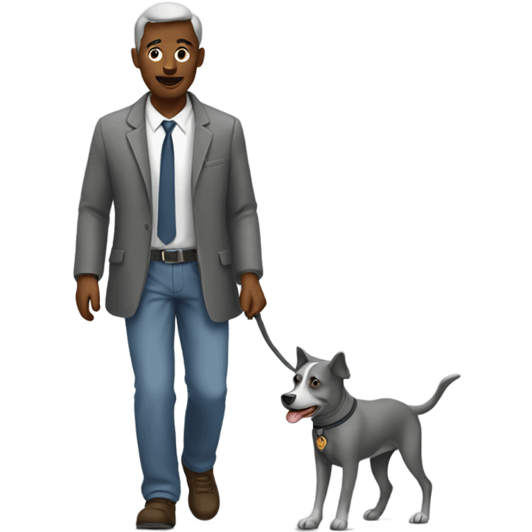 Man walking a grey dog emoji